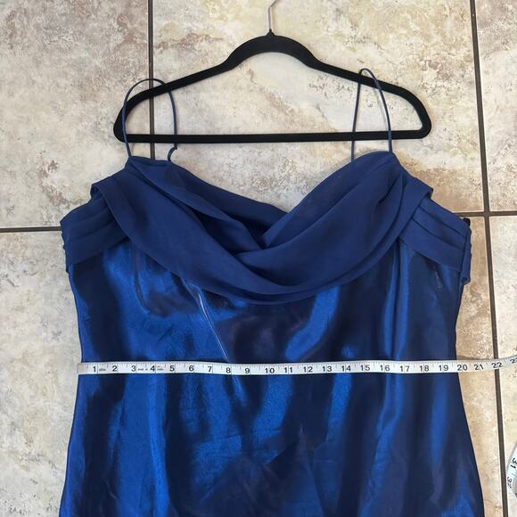 Eureka size 18 Blue Iridescent Cowl Neck Gown Dress Special Occasion Prom MOB - Picture 4 of 12